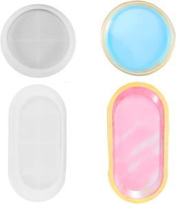 Sinzau Silicone Mould Casting Moulds, 2 Pieces, DIY Resin Coaster Moulds for Making Coasters