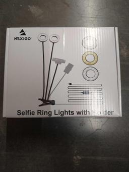 NexiGo 3.5 Inch Dual Selfie Ring Light with Mobile Phone & Webcam Holder, $24.99 MSRP