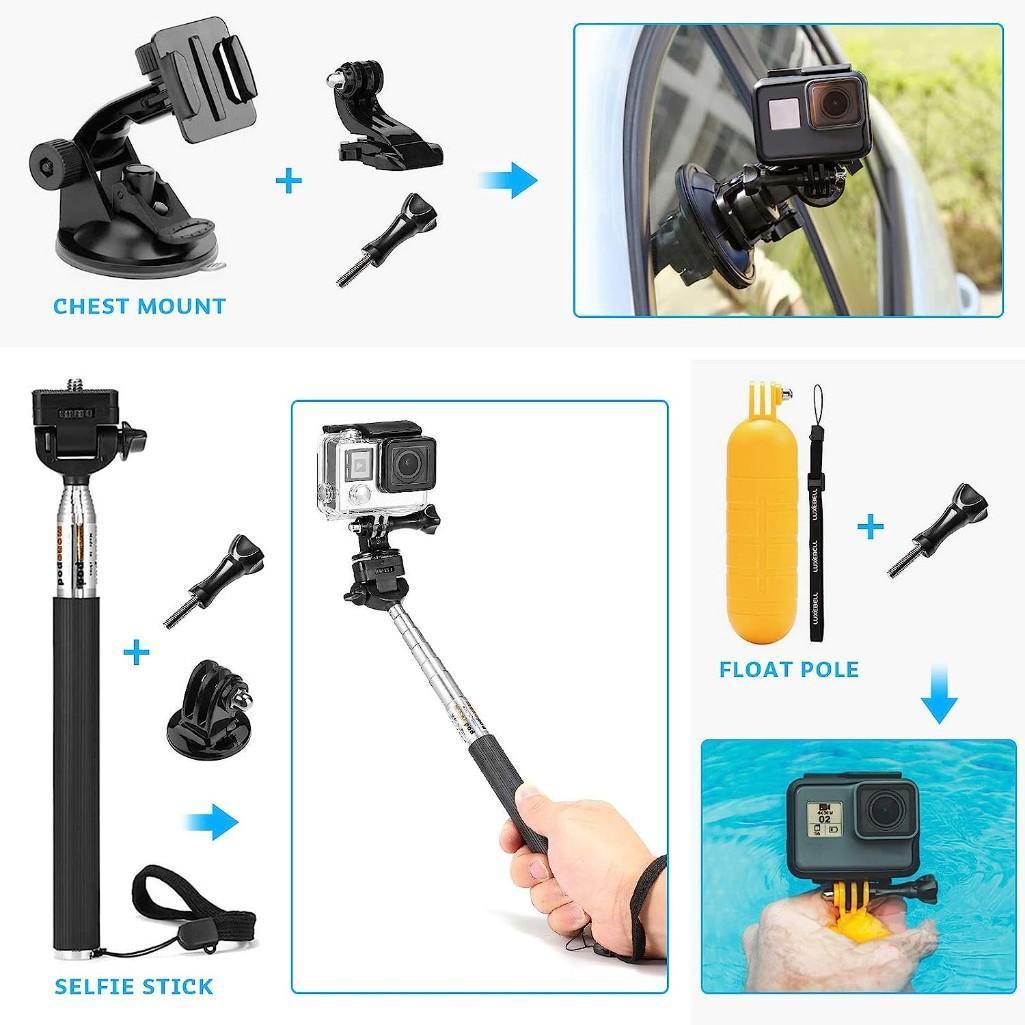 Luxebell Accessories Kit for AKASO EK5000 EK7000 4K WiFi Action Camera GoPro, $29.99 MSRP