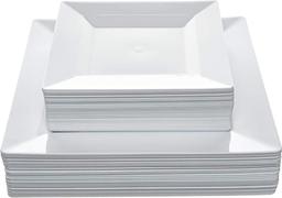 Aya's 60ct White Square Disposable Plates - Heavy Duty Plastic Party Plates, $38.99 MSRP