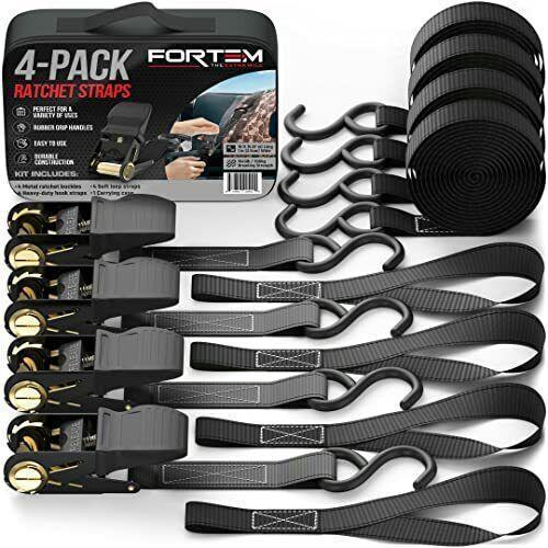 FORTEM Ratchet Straps,...4 Soft Loops, Motorcycle Straps Tie Downs, Cargo Straps, $39.99 MSRP