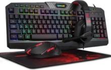 Redragon S101 Wired RGB Backlit Gaming Keyboard and Mouse Pad, Gaming Headset Combo, $51.45 MSRP
