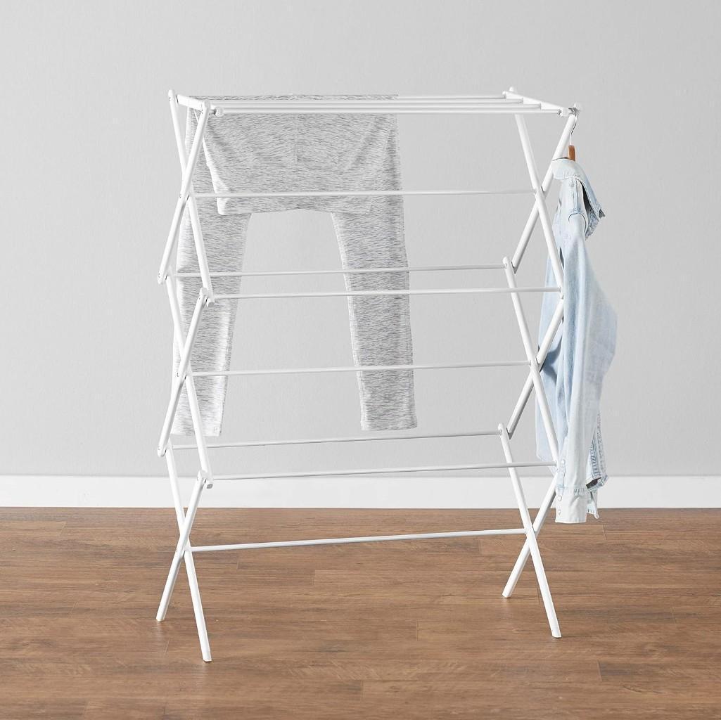 Amazon Basics Foldable Laundry Rack for Air Drying Clothing - White, $29.99 MSRP