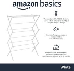 Amazon Basics Foldable Laundry Rack for Air Drying Clothing - White, $29.99 MSRP