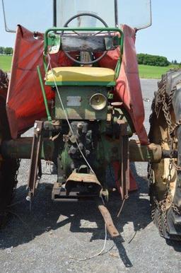 JD A tractor w/ tricycle tires, 7' front blade, tire chains, 540 pto, open station w/ wind guard, (N