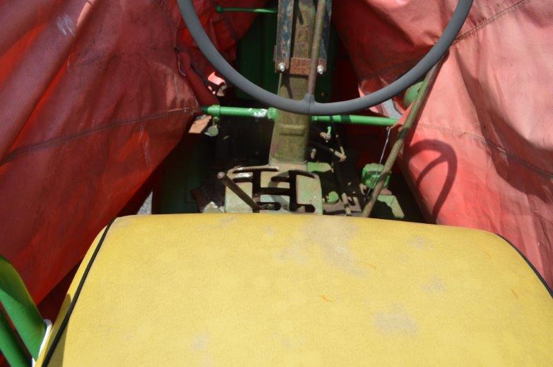 JD A tractor w/ tricycle tires, 7' front blade, tire chains, 540 pto, open station w/ wind guard, (N