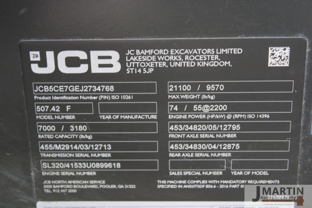 2018 JCB 507-42 telehandler