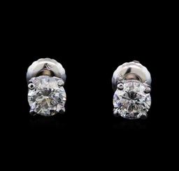 1.04 ctw Diamond Stud Earrings - 14KT White Gold
