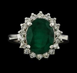 3.75 ctw Emerald and Diamond Ring - 14KT White Gold