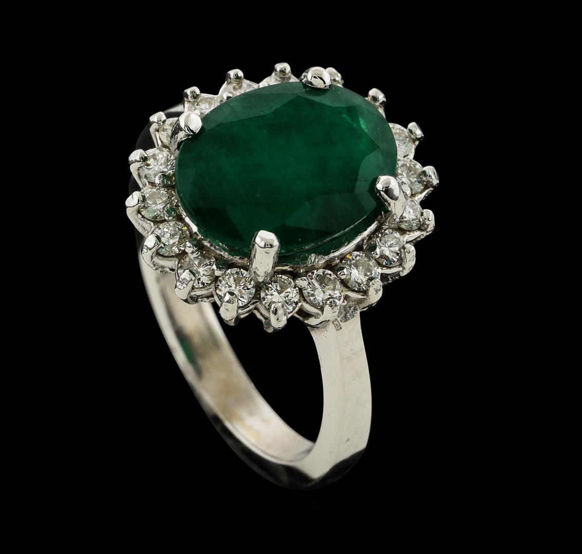 3.75 ctw Emerald and Diamond Ring - 14KT White Gold