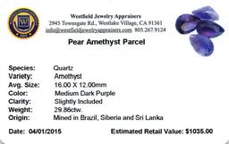 29.86 ctw Pear Mixed Amethyst Parcel