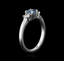 14KT White Gold 0.91 ctw Blue Diamond Ring
