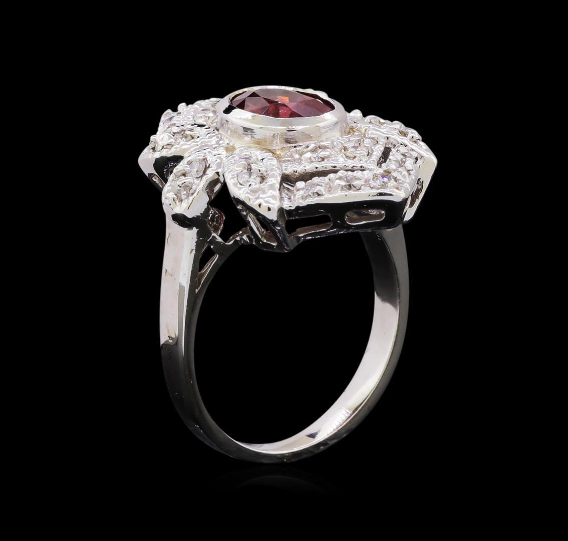 1.54 ctw Pink Tourmaline and Diamond Ring - 14KT White Gold