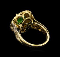 2.70 ctw Tsavorite and Diamond Ring - 14KT Yellow Gold