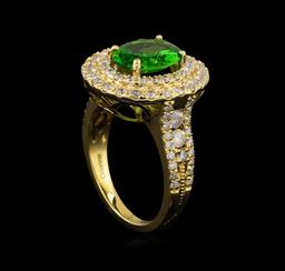 2.70 ctw Tsavorite and Diamond Ring - 14KT Yellow Gold
