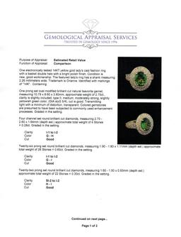 2.70 ctw Tsavorite and Diamond Ring - 14KT Yellow Gold