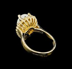 1.00 ctw Opal and Diamond Ring - 14KT Yellow Gold