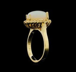 1.00 ctw Opal and Diamond Ring - 14KT Yellow Gold