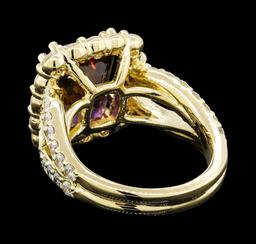 4.56 ctw Ametrine Quartz and Diamond Ring - 14KT Yellow Gold
