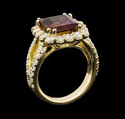 4.56 ctw Ametrine Quartz and Diamond Ring - 14KT Yellow Gold