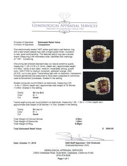 4.56 ctw Ametrine Quartz and Diamond Ring - 14KT Yellow Gold