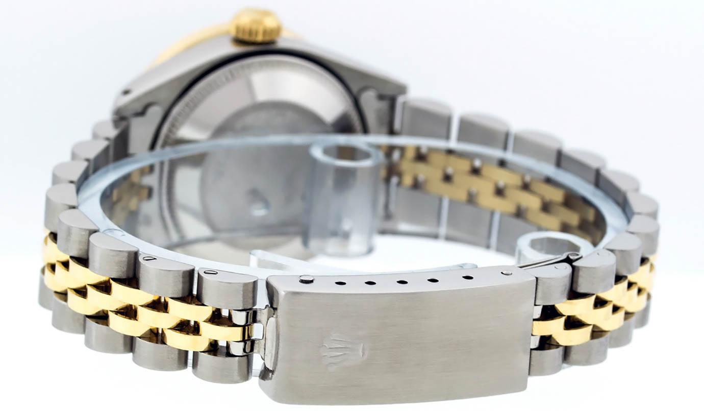 Rolex Ladies 2 Tone 14K Gray & Pyramid Diamond Datejust Wriswatch