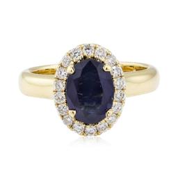 1.48 ctw Sapphire and Diamond Ring - 14KT Yellow Gold