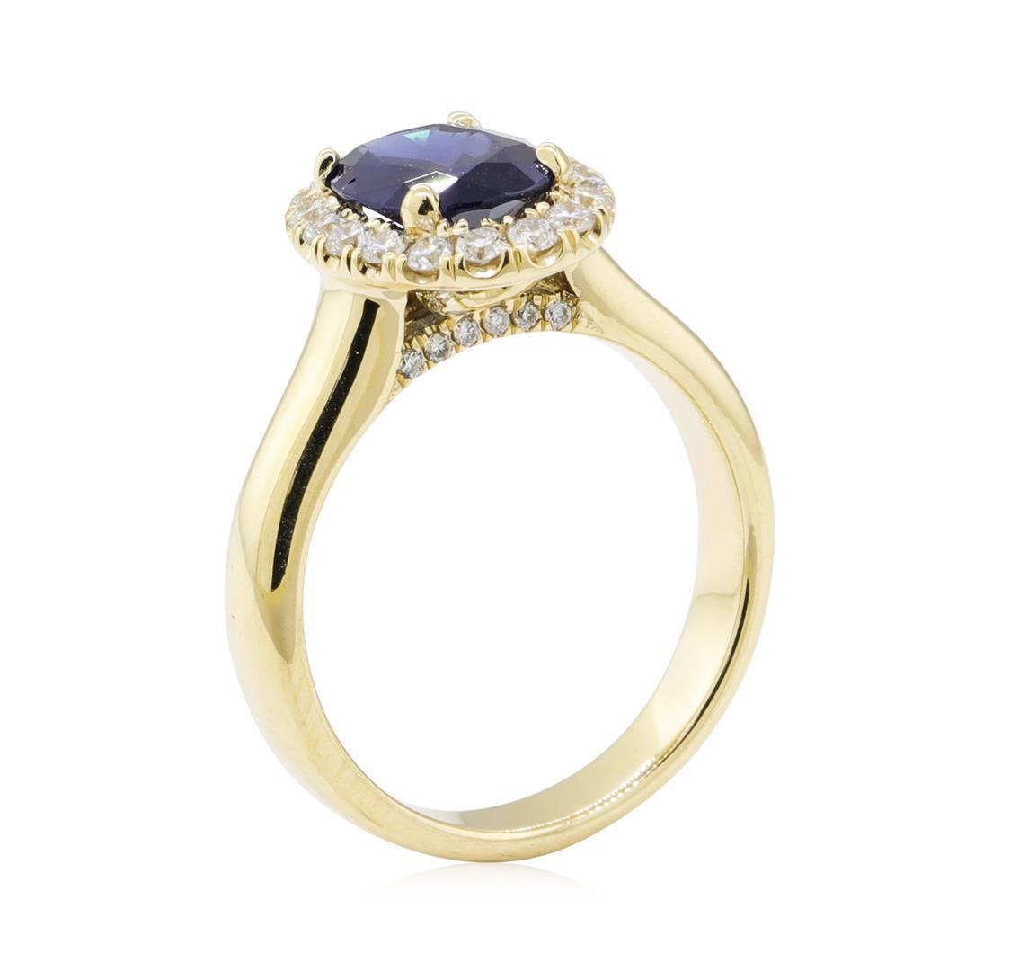 1.48 ctw Sapphire and Diamond Ring - 14KT Yellow Gold