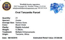 12.86 ctw Oval Mixed Tanzanite Parcel