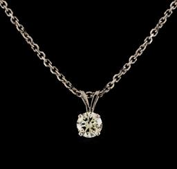 1.00 ctw Diamond Solitaire Pendant With Chain - 14KT White Gold