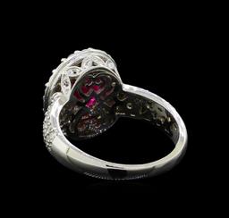 GIA Cert 3.24 ctw Ruby and Diamond Ring - 14KT White Gold