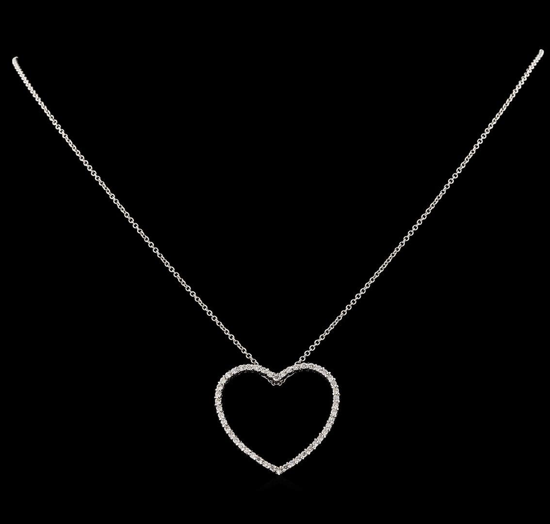 0.48 ctw Diamond Pendant With Chain - 14KT White Gold
