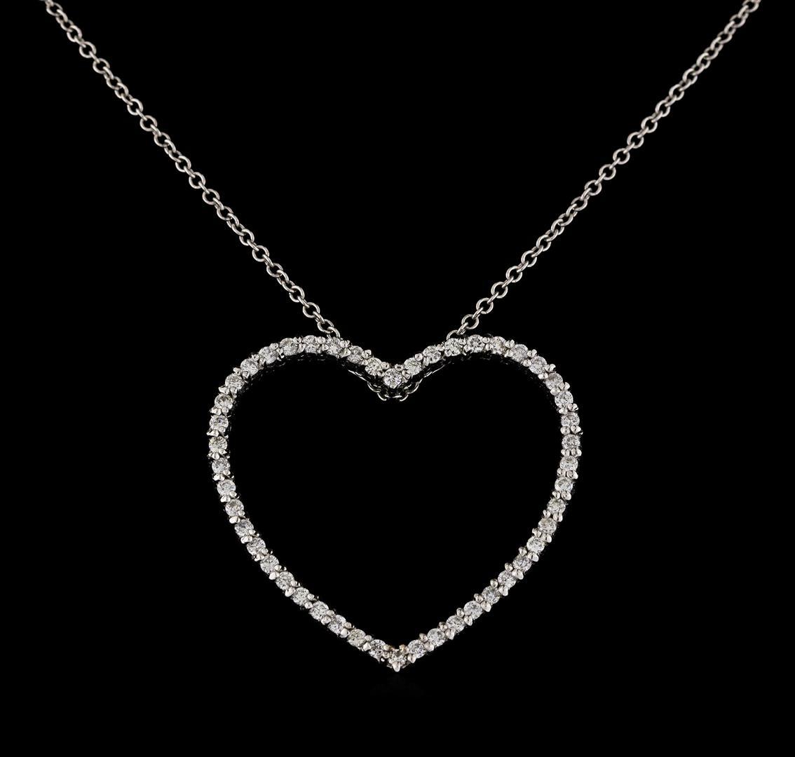0.48 ctw Diamond Pendant With Chain - 14KT White Gold