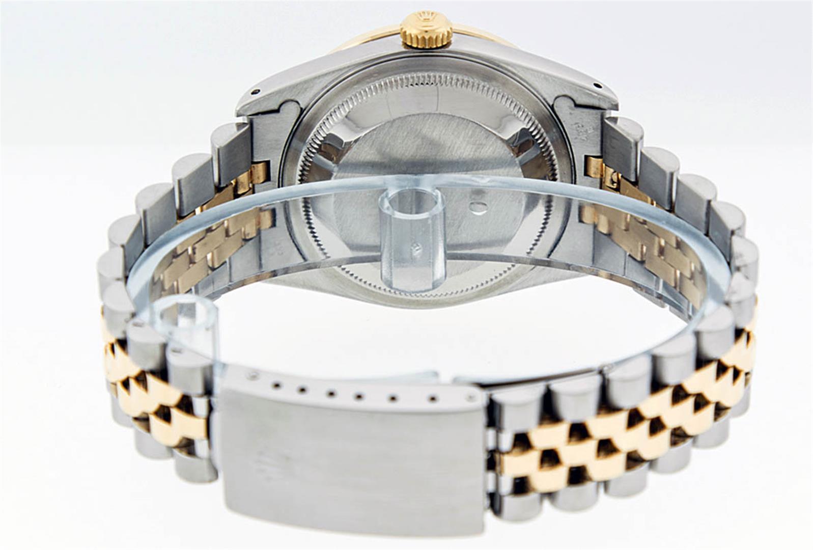 Rolex Mens 2 Tone 14K Black String VS Diamond Datejust Wristwatch