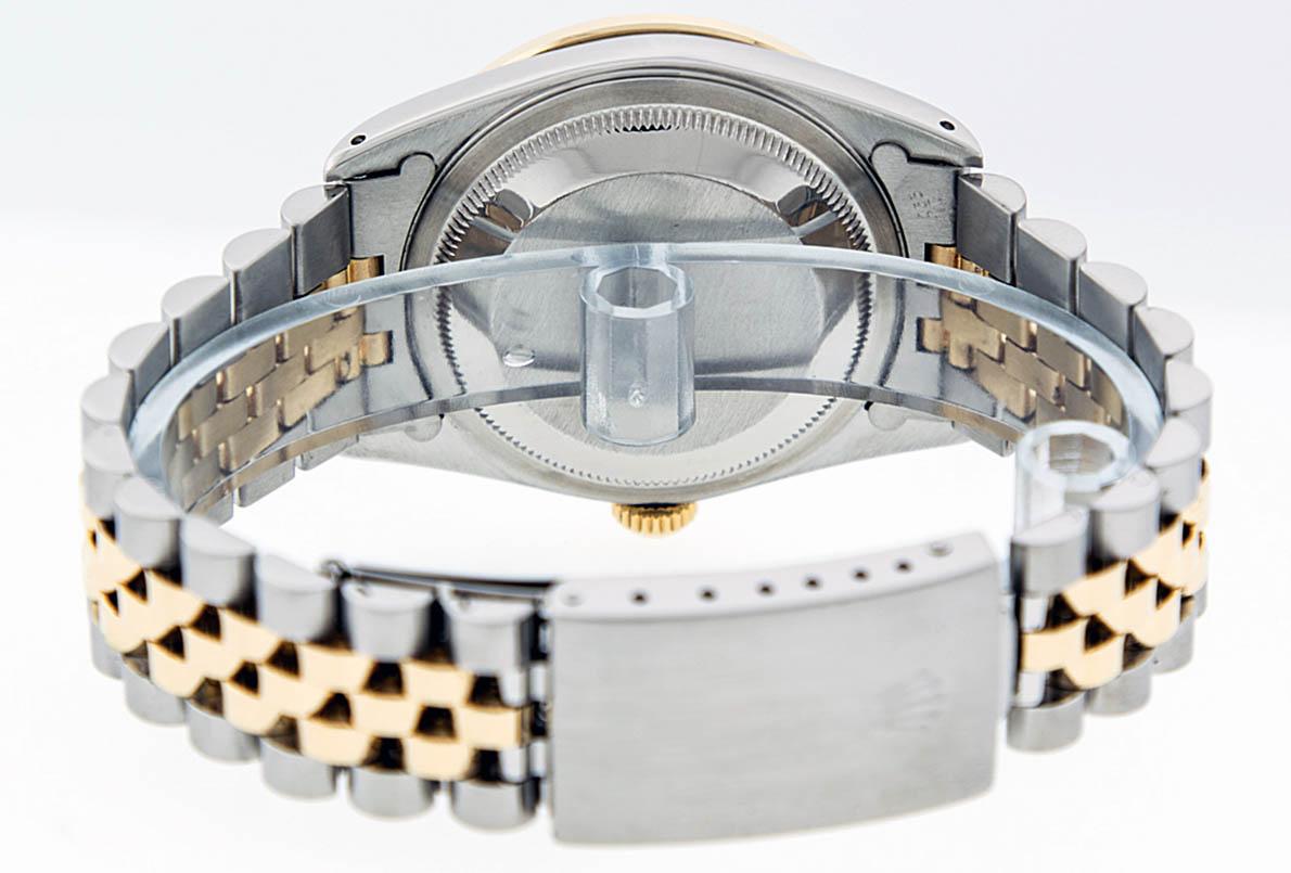 Rolex Mens 2 Tone 14K Black String VS Diamond Datejust Wristwatch