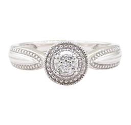 0.10 ctw Diamond and Ruby Ring - 10KT White Gold