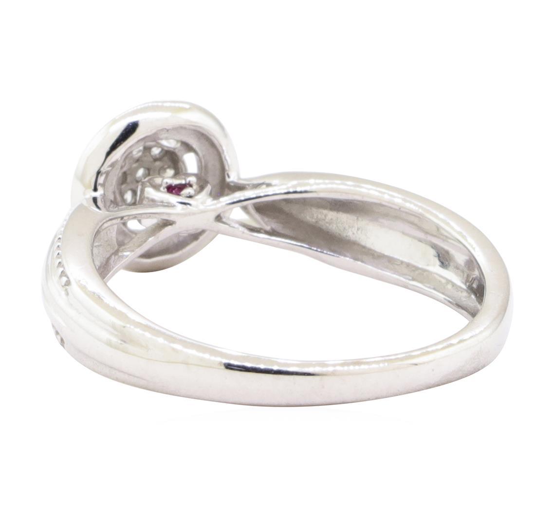 0.10 ctw Diamond and Ruby Ring - 10KT White Gold