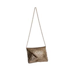 Black and Metallic Gold Evening Envelope Clutch