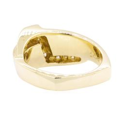 0.40 ctw Diamond Ring with Inlaid Synthetic Opal - 14KT Yellow Gold