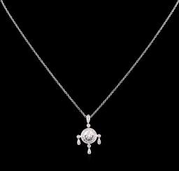 0.91 ctw Diamond Pendant With Chain - 18KT White Gold