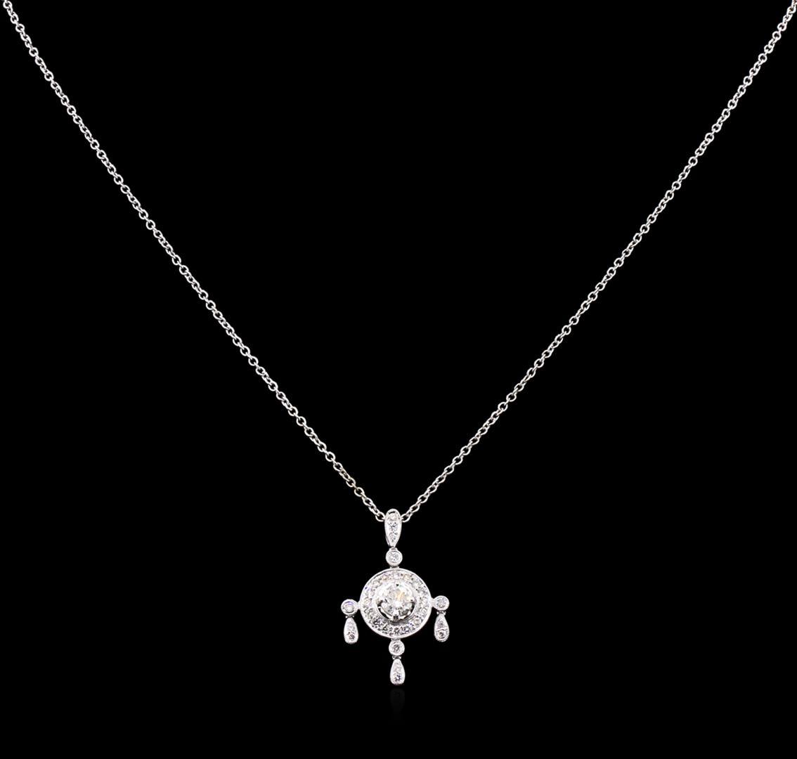 0.91 ctw Diamond Pendant With Chain - 18KT White Gold