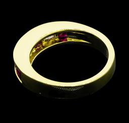 0.80 ctw Ruby and Diamond Ring - 18KT Yellow Gold