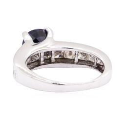 3.00 ctw Synthetic Sapphire And Diamond Ring - 14KT White Gold