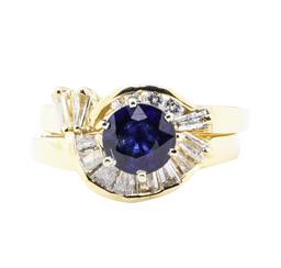 1.83 ctw Sapphire And Diamond Ring And Band - 14KT Yellow Gold