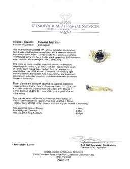 1.83 ctw Sapphire And Diamond Ring And Band - 14KT Yellow Gold