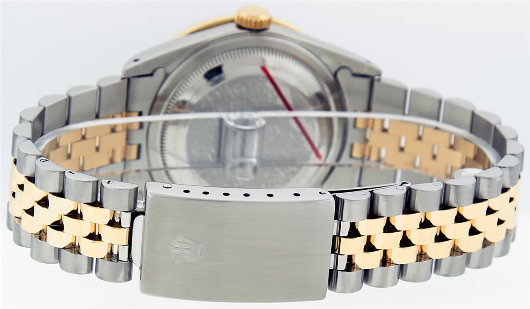 Rolex Mens 2 Tone 14K Black String Diamond & Sapphire Diamond Datejust Wristwatc