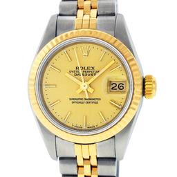 Rolex Ladies 2 Tone 14K Champagne Index Datejust Wristwatch