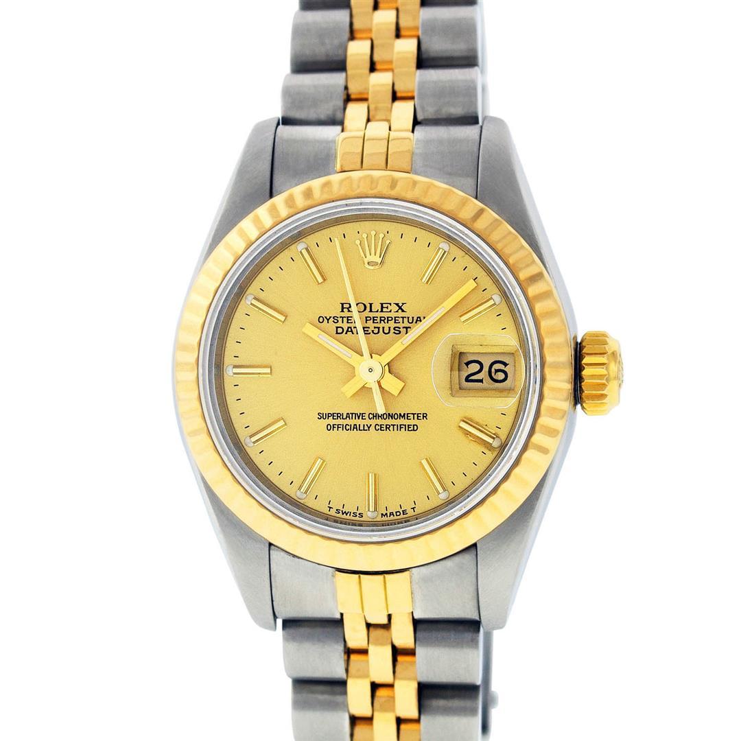 Rolex Ladies 2 Tone 14K Champagne Index Datejust Wristwatch
