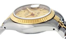 Rolex Ladies 2 Tone 14K Champagne Index Datejust Wristwatch