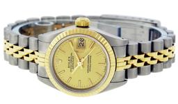 Rolex Ladies 2 Tone 14K Champagne Index Datejust Wristwatch